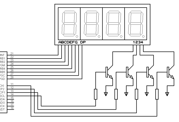 Conexión display 4 dígitos.