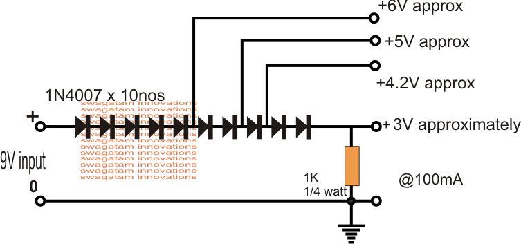 Reductor de Voltaje usando Diodos